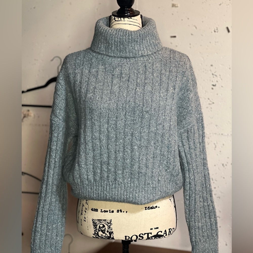 William Rast Light Blue Cowl Neck Sweater